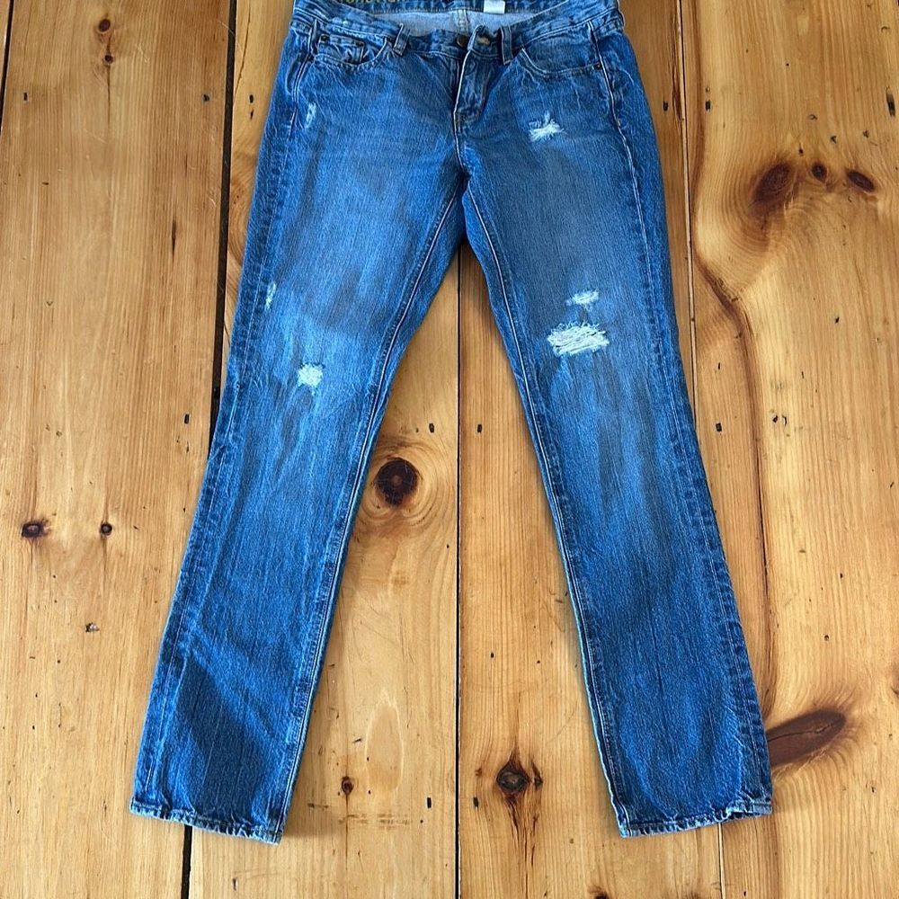 J CREW Matchstick Destroyed Straight Jeans Low Rise - Size 29